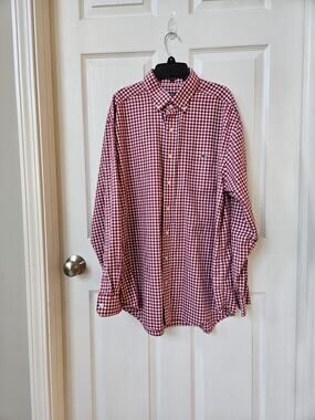 Vineyard Vines Tucker Shirt Mens Large Red Gingham Check Button Down Classic Fit